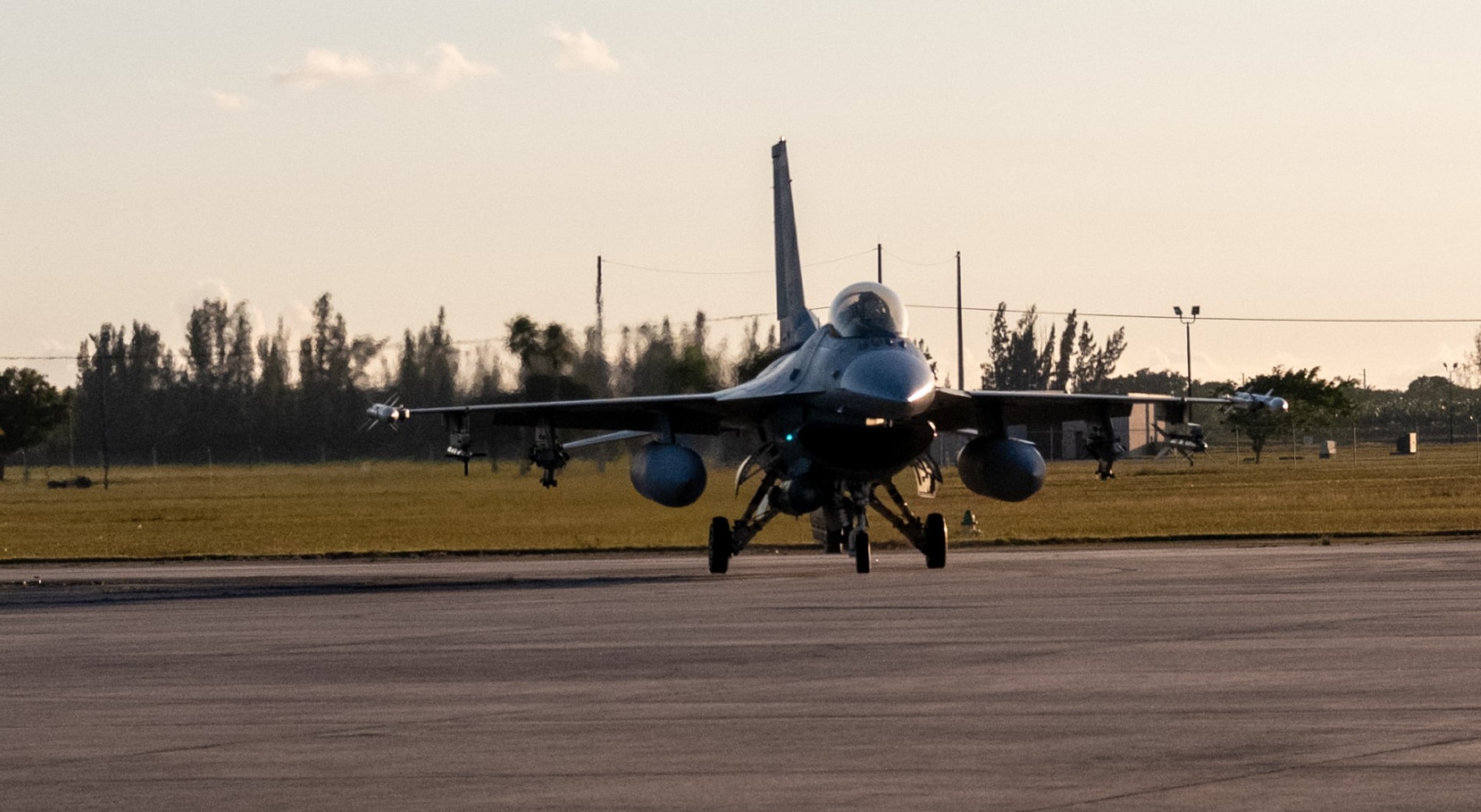 Lt. Col. Joseph “Hooter” Feheley taxis back to the parking area after completing his final flight before retirement at Homestead Air Reserve Base, Florida, Dec.10, 2021. (U.S. Air Force photo by Master Sgt. Allissa Landgraff)
