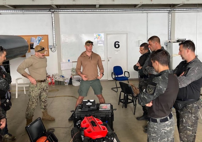 Divers from Underwater Construction Team One explain the procedures and application for utilizing remotely operated vehicles (ROV) in underwater search and recovery operations to Cypriot Navy and Police divers. U.S. Sixth Fleet, headquartered in Naples, Italy, conducts the full spectrum of joint and naval operations, often in concert with allied and interagency partners, in order to advance U.S. national interests and security and stability in Europe and Africa.