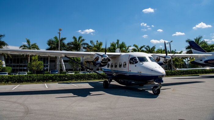 U.S Air Force Airmen with the 711th Special Operations Squadron prepare a C-145A Combat Coyote for takeoff at the Opa-Laka Executive Airport in Miami, Florida, May 29, 2021. The C-145A is reconfigurable to support both airland and airdrop of cargo and personnel, casualty evacuation, combat search and rescue, humanitarian assistance and disaster relief operations. (U.S. Air Force photo by Senior Airman Blake Wiles)