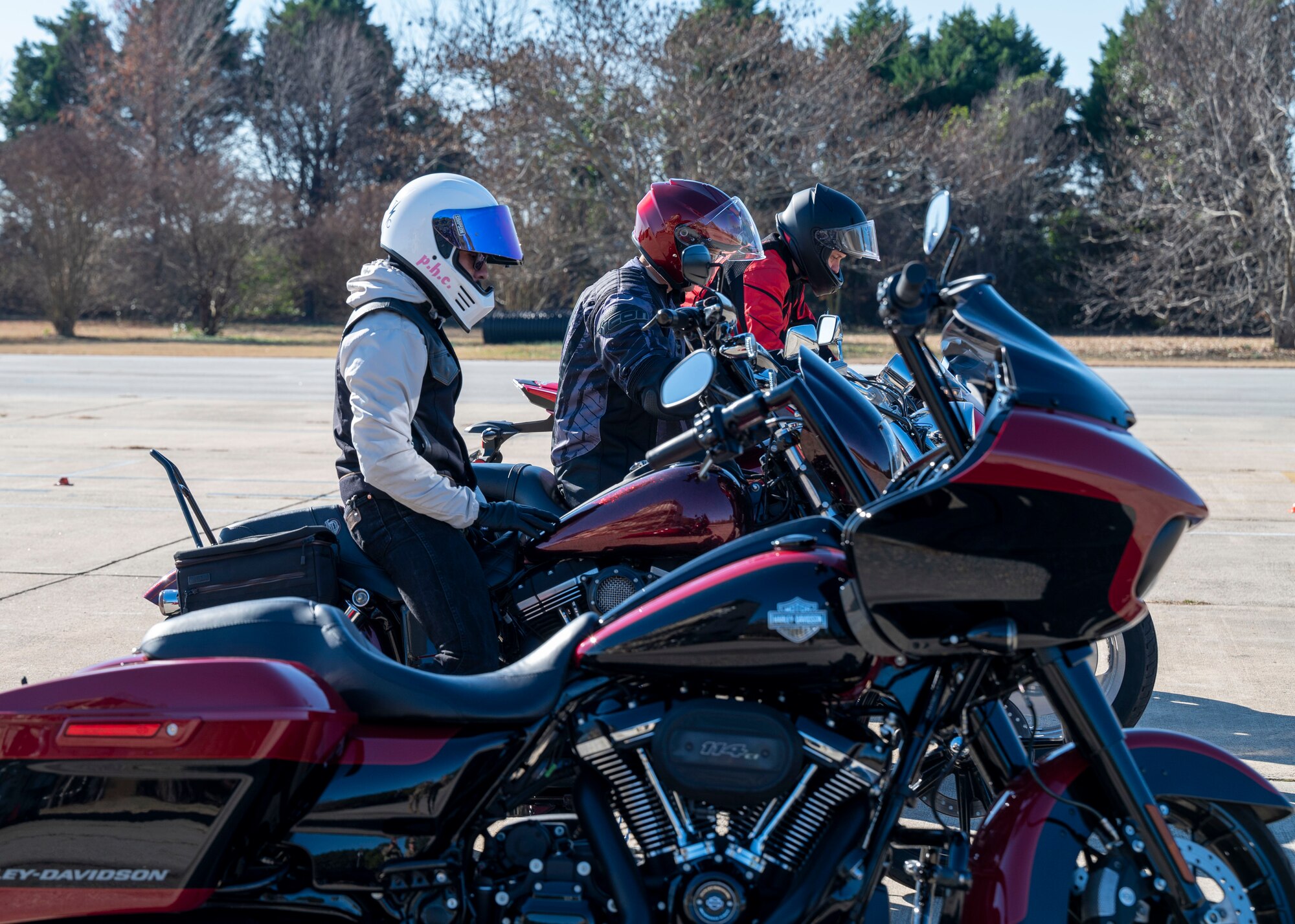 Members of team Seymour participate in a motorcycle safety course at Seymour Johnson Air Force Base, North Carolina Dec. 14, 2021.