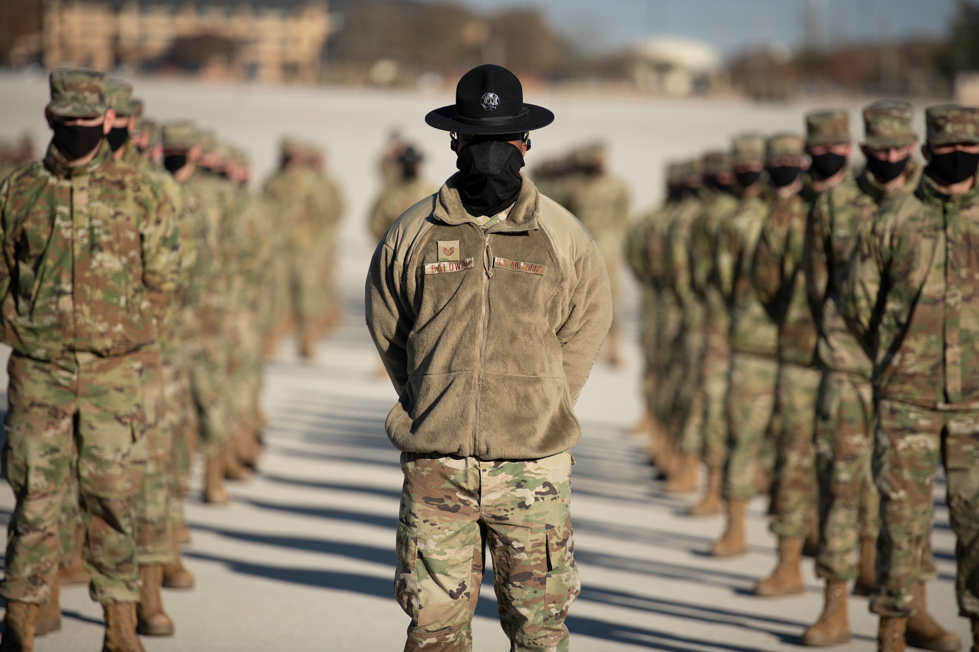 Airmen lines up during graduation.