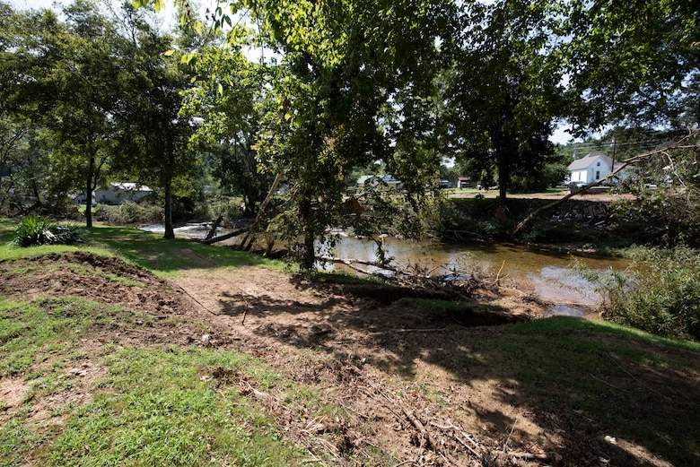 This is Trace Creek in Waverly, Tennessee, Sept. 3, 2021 after it receded following deadly flooding when up to 17 inches of rain fell in the area Aug. 21. The U.S. Army Corps of Engineers Nashville District is conducting a Floodplain Management Services Study of Trace Creek in Humphreys County in Tennessee. (USACE Photo by Lee Roberts)