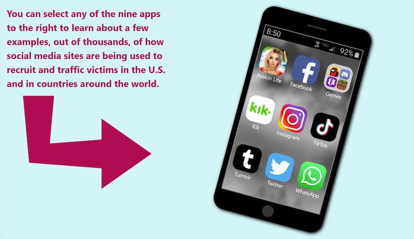Social media applications.