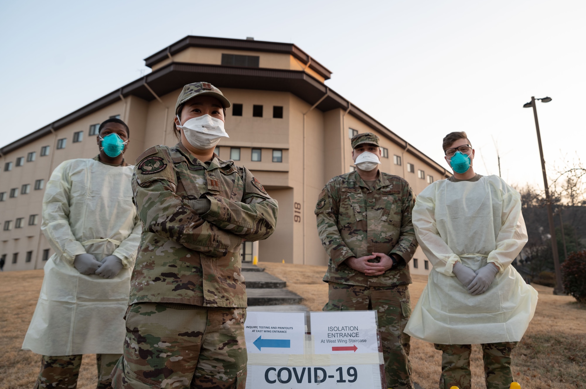 U.S. Air Force Capt. Kristin Kim, 51st Operational Medical Readiness Squadron expeditionary COVID center flight commander, pose for a photo at Osan