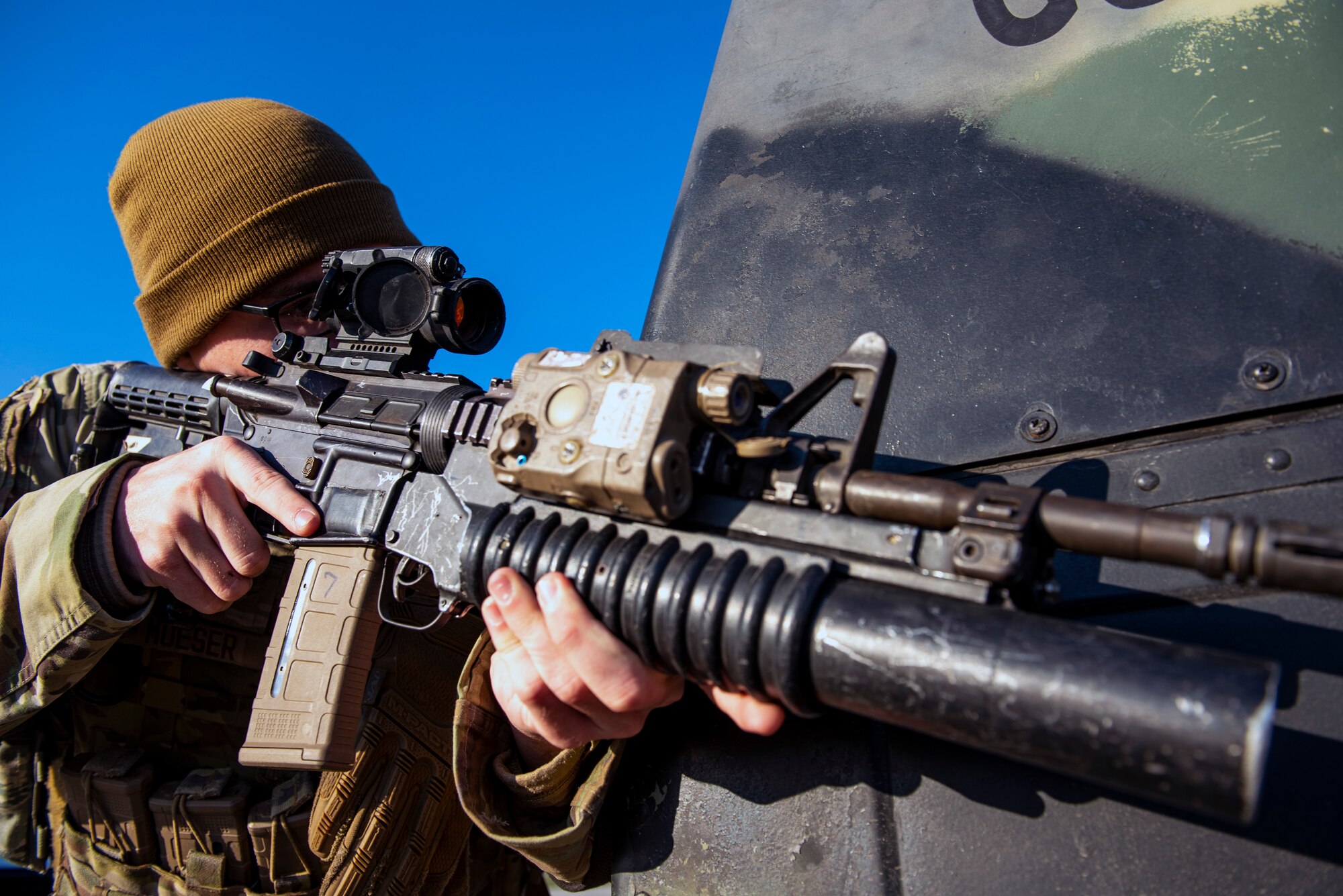 Airman Aidan Moeser practices tactical movements