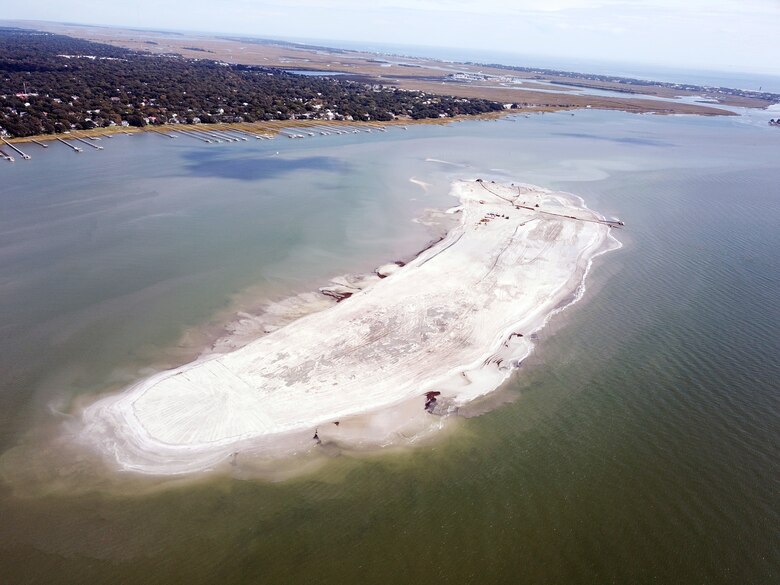 An aerial photo of Crab Bank taken on October 21, 2021. Photo courtesy of Norfolk Dredging.