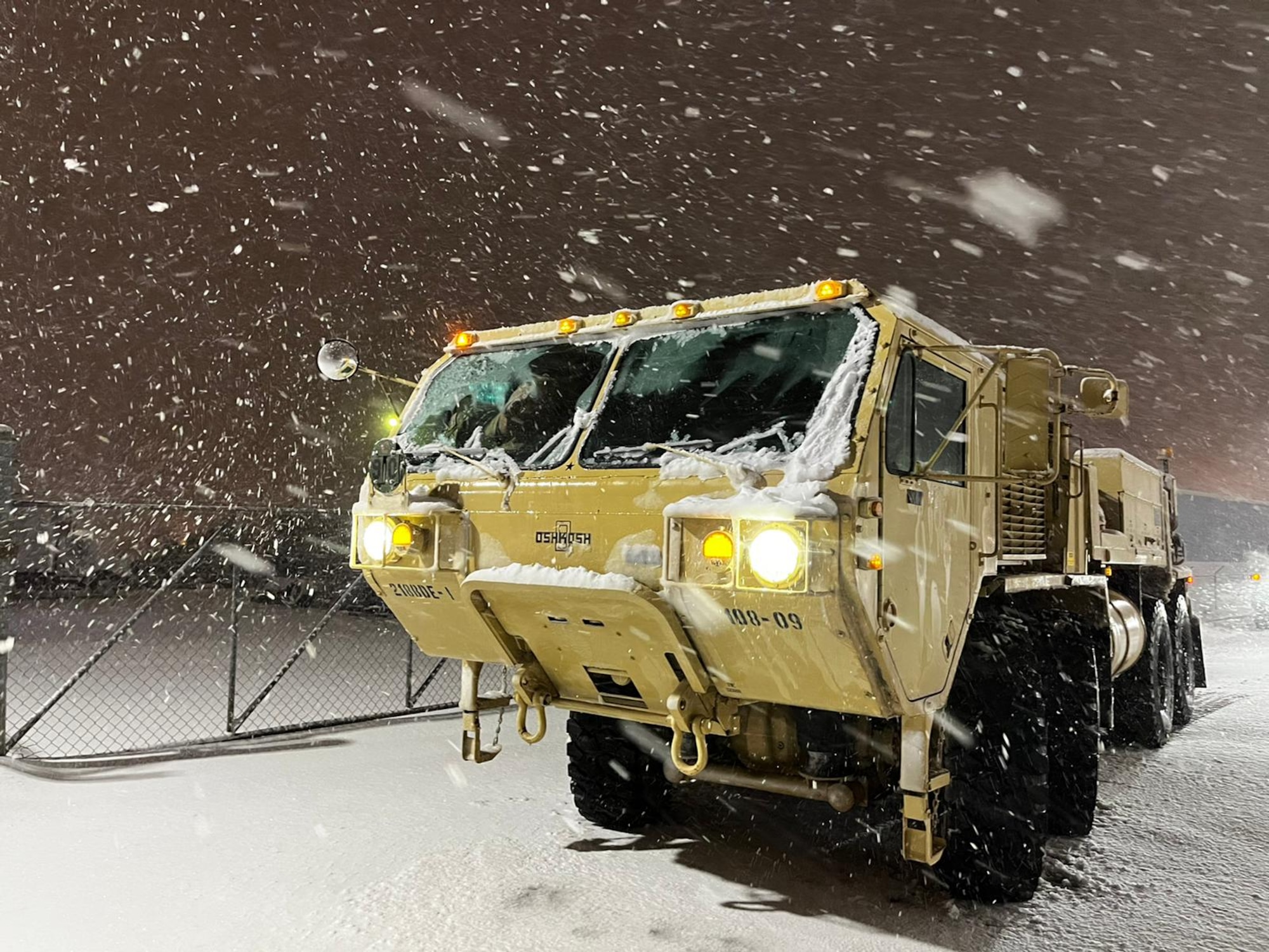 U.S. Army National Guard Soldiers with the Headquarters Support Company, 218th Maneuver Enhancement Brigade, South Carolina National Guard, stage personnel and equipment in Upstate South Carolina Jan. 16, 2022, in response to winter storm conditions. The Soldiers were called in to help keep roads clear so that state agencies and first responders could respond to citizens' needs.
