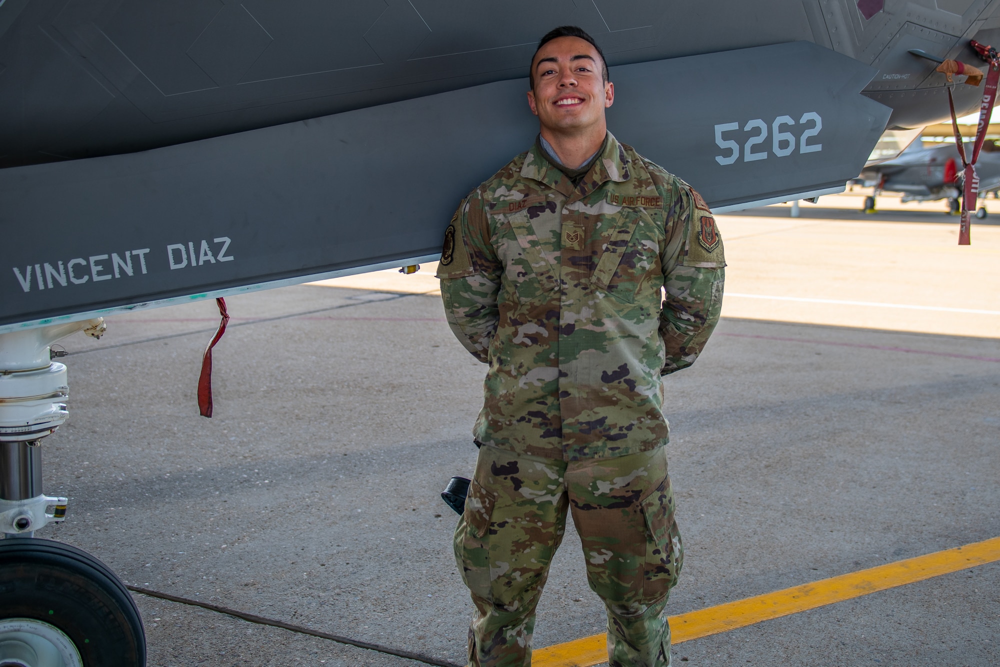 Staff Sgt. Vincent Diaz, Air Force Reserve crew chief with the 419th Aircraft Maintenance Squadron at Hill Air Force Base, Utah.