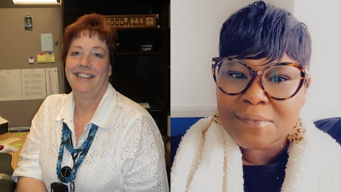 Judi Goodall (left) and Marsha Russell (right) handle all student-related matters for the Air Force Culture and Language Center’s Community College of the Air Force courses, Introduction to Culture and Introduction to Cross-Cultural Communication.