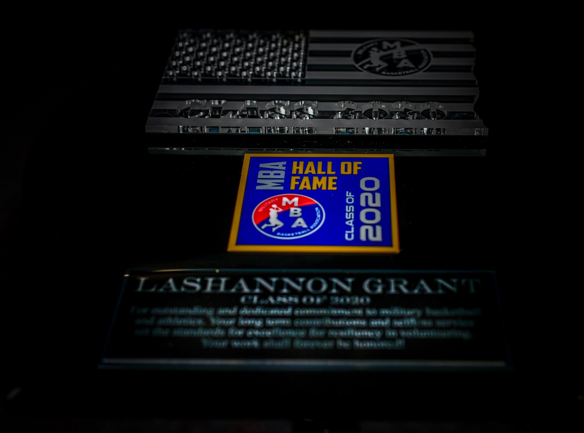 A photo of an award plaque