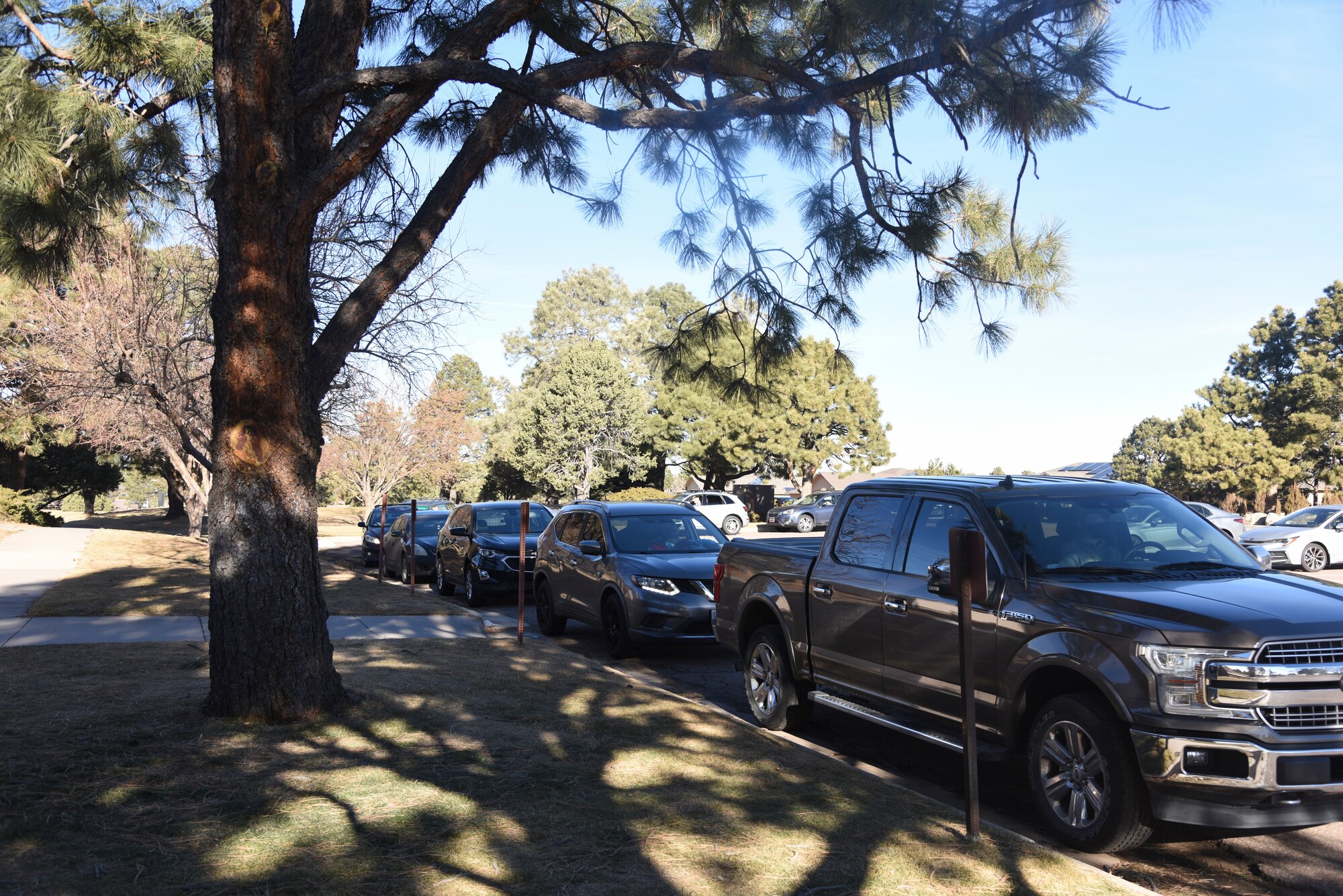 Cars parked on the road.