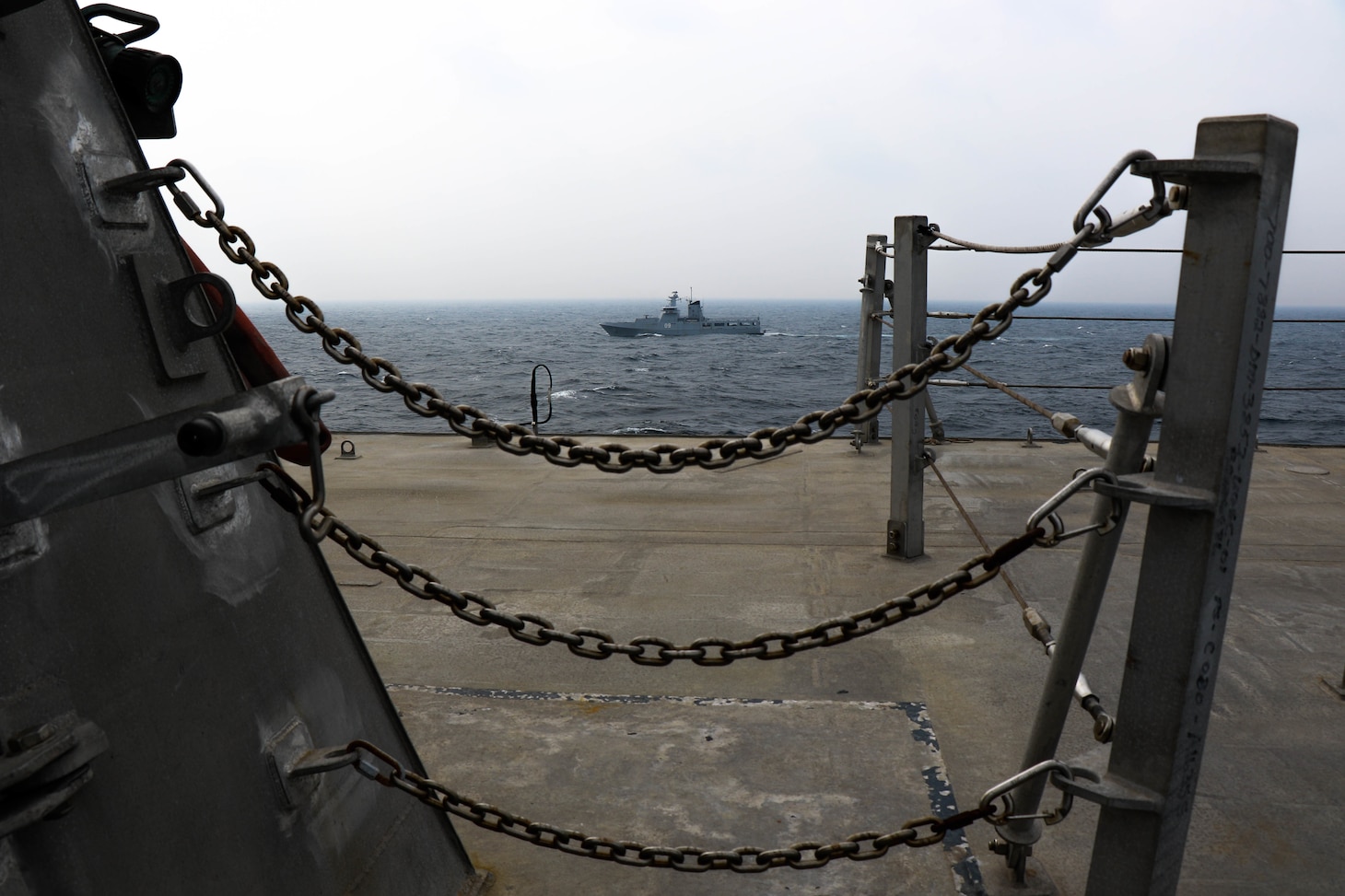 The Independence-variant littoral combat ship USS Jackson (LCS 6) exercises with the Royal Brunei Navy Darussalam-class offshore patrol vessel KDB Daruttaqwa (DTQ 09) in the South China Sea. Jackson, part of Destroyer Squadron (DESRON) 7, is on a rotational deployment in the U.S. 7th Fleet area of operation to enhance interoperability with partners and serve as a ready-response force in support of a free and open Indo-Pacific region.