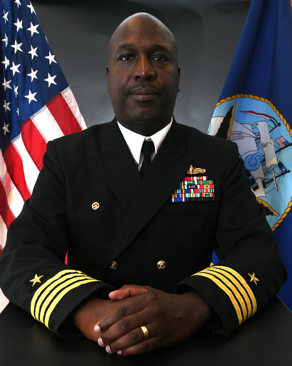 Official Studio Portrait of Capt. Thomas E. Myers, Commanding Officer, Amphibious Squadron 8