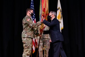 Lt. Col. Colin Greata assumes command of the Army Support Activity, Joint Base Langley-Eustis at a ceremony at Fort Eustis, Virginia on January 7, 2022.