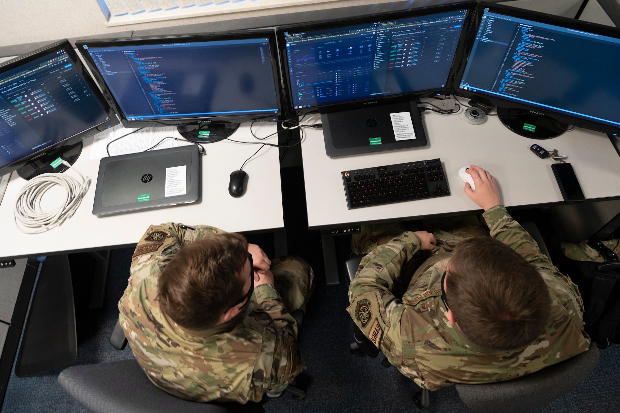 Airman works on computer