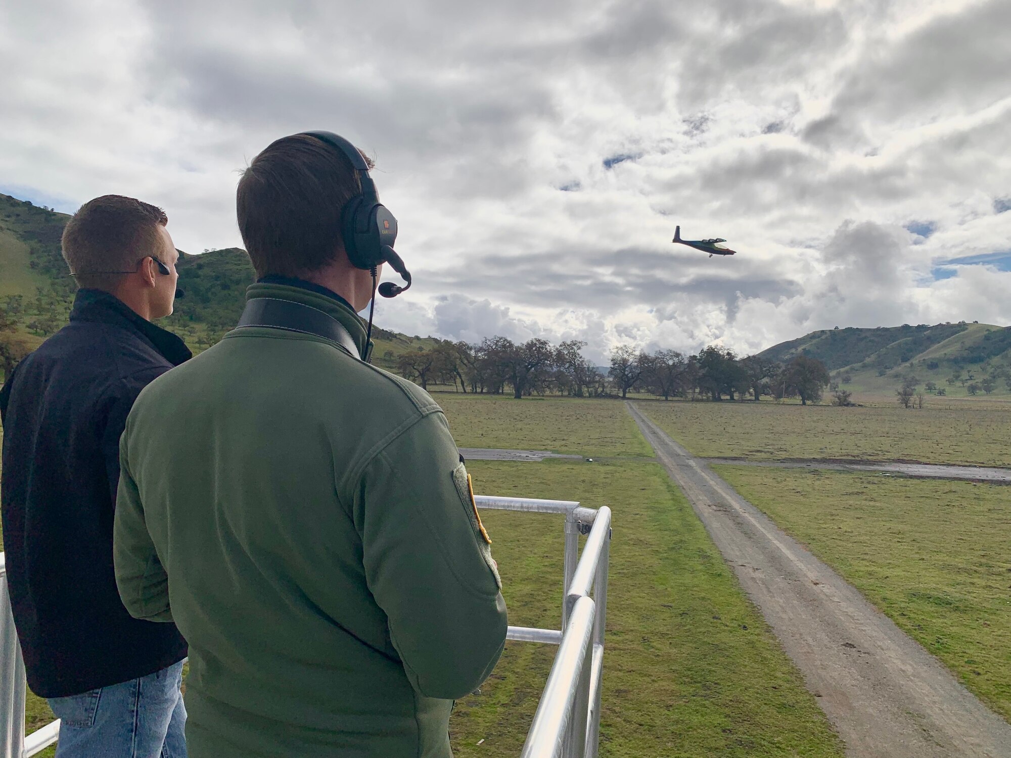 Parker Downey, with Kitty Hawk, (left) and Air Force Reserve Capt. Terrence McKenna (right) manually operate the Heaviside as External Pilots through all phases of vertical lift and fixed-wing flight. (Courtesy photo)