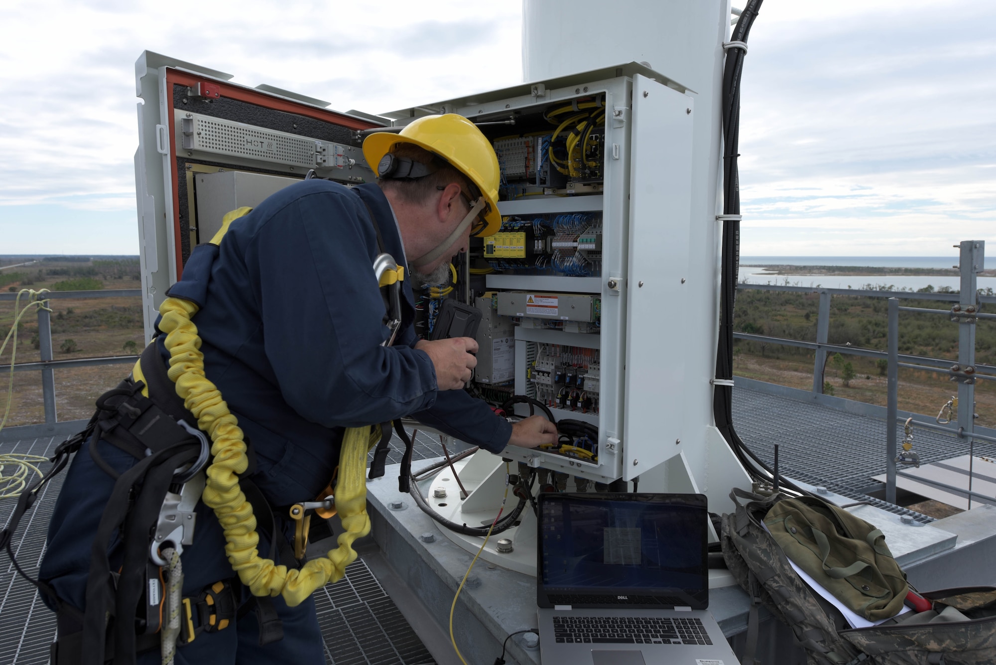 Man fixes equipment