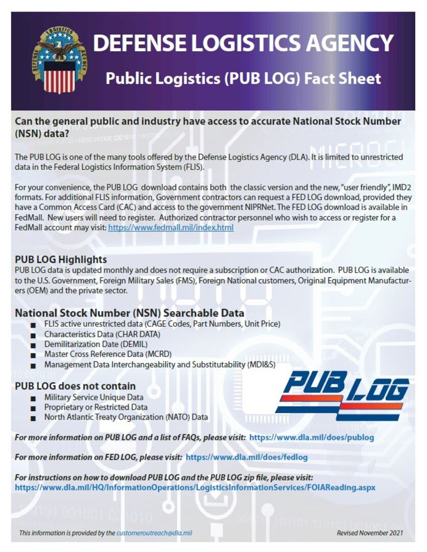 Thumbnail of the PUB LOG spec sheet