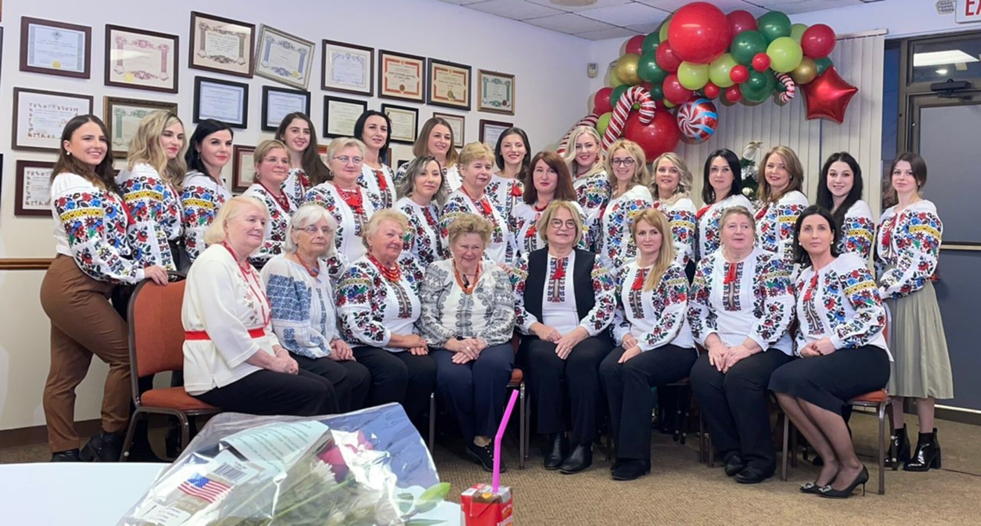 Senior Airman Viktoria Senkiv (far left), a fireteam member assigned to the 910th Security Forces Squadron, poses for a photo with the Ukrainian National Women’s League of America’s 76th branch in Detroit, Michigan.