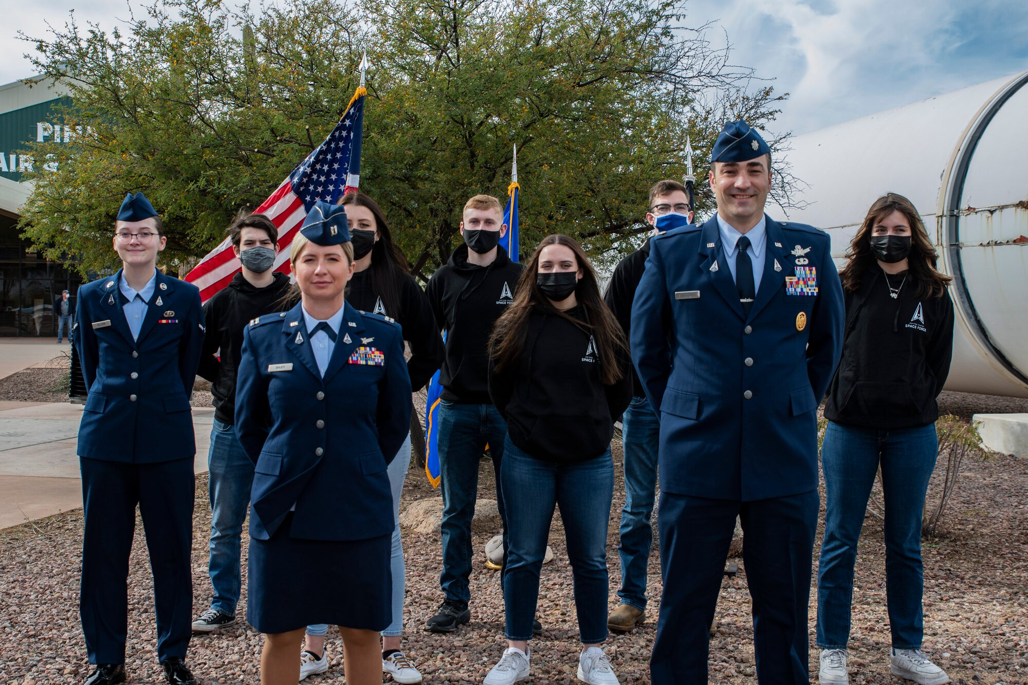 People pose for a group photo.