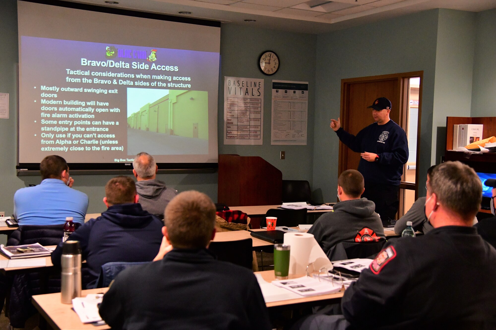 The 148th Fighter Wing Fire Department hosted a Blue Card training event, Jan. 12, 2022, that was attended by multiple Minnesota fire departments. Blue Card is an incident command training system that trains fire department officers how to standardize incident operations on scene.