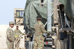 Soldiers refuel truck