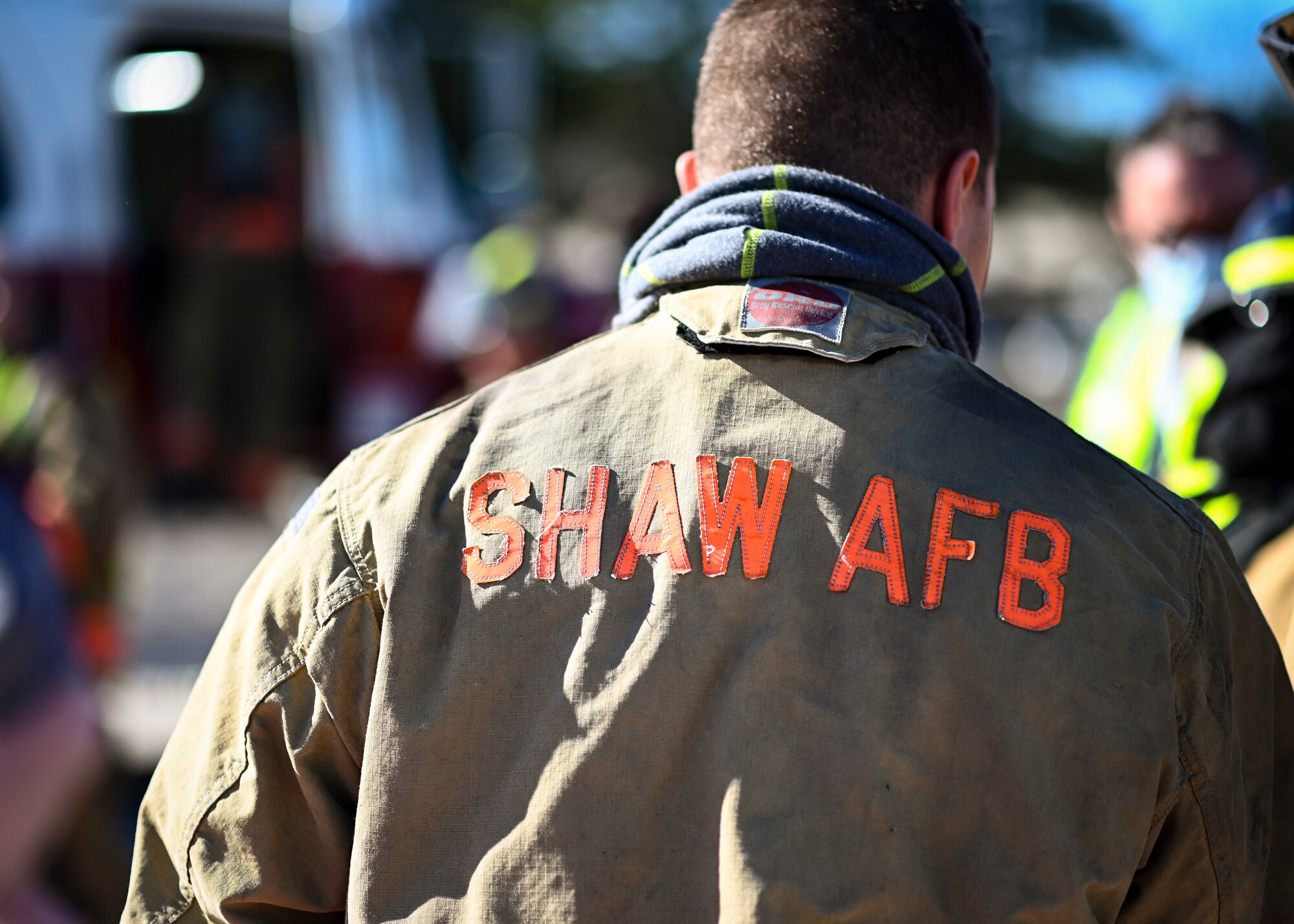 Emergency response personnel perform triage on injured volunteers during a mass casualty training exercise at Shaw Air Force Base, South Carolina, Jan. 19, 2022. The exercise involved a three vehicle collision with simulated injuries and 19 volunteers acting as if they were in the accident. (U.S. Air Force photo by Senior Airman Madeline Herzog)