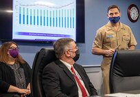 Rear Adm. John Gumbleton visits NUWC Division Newport on Jan. 6, 2021