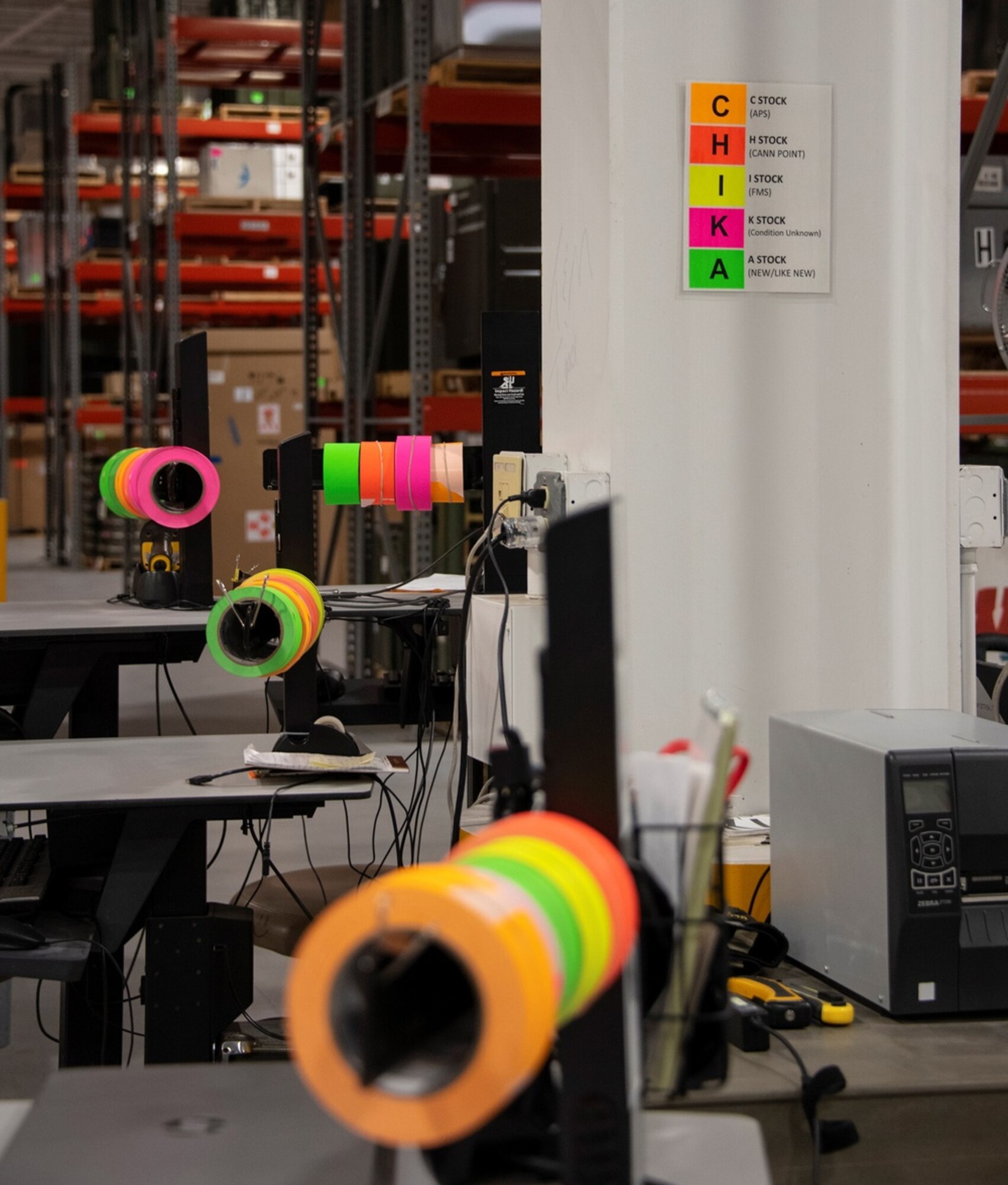 A color-coded labeling system, called "CHIKA," is helping workers at the U.S. Army Medical Materiel Agency’s Medical Maintenance Operations Division at Hill Air Force Base, Utah, improve efficiency in storing and identifying items to be issued back to the force.