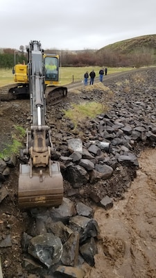 Levee repair work after the February 2020 flood event.