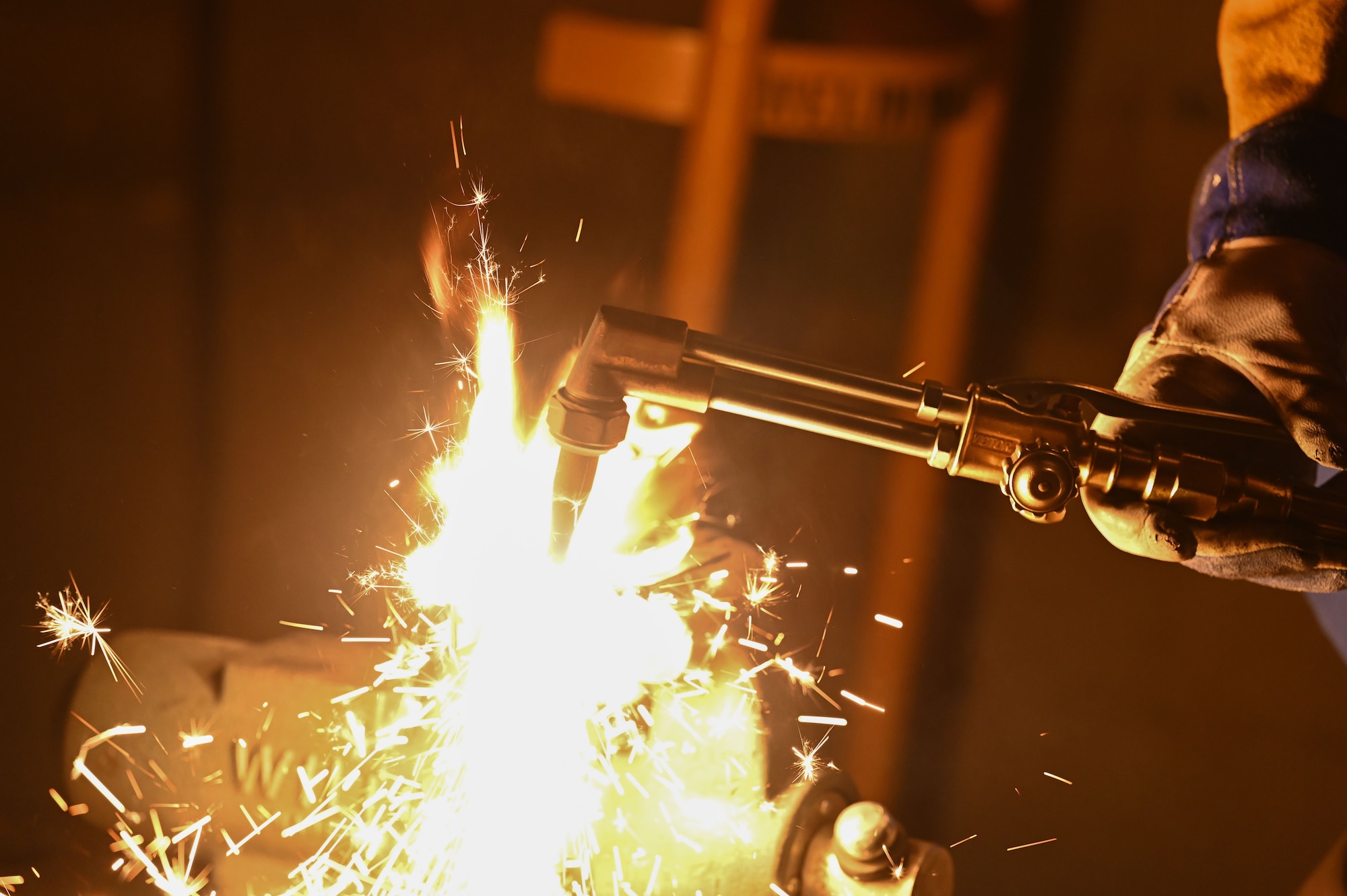 A metals tech welding.