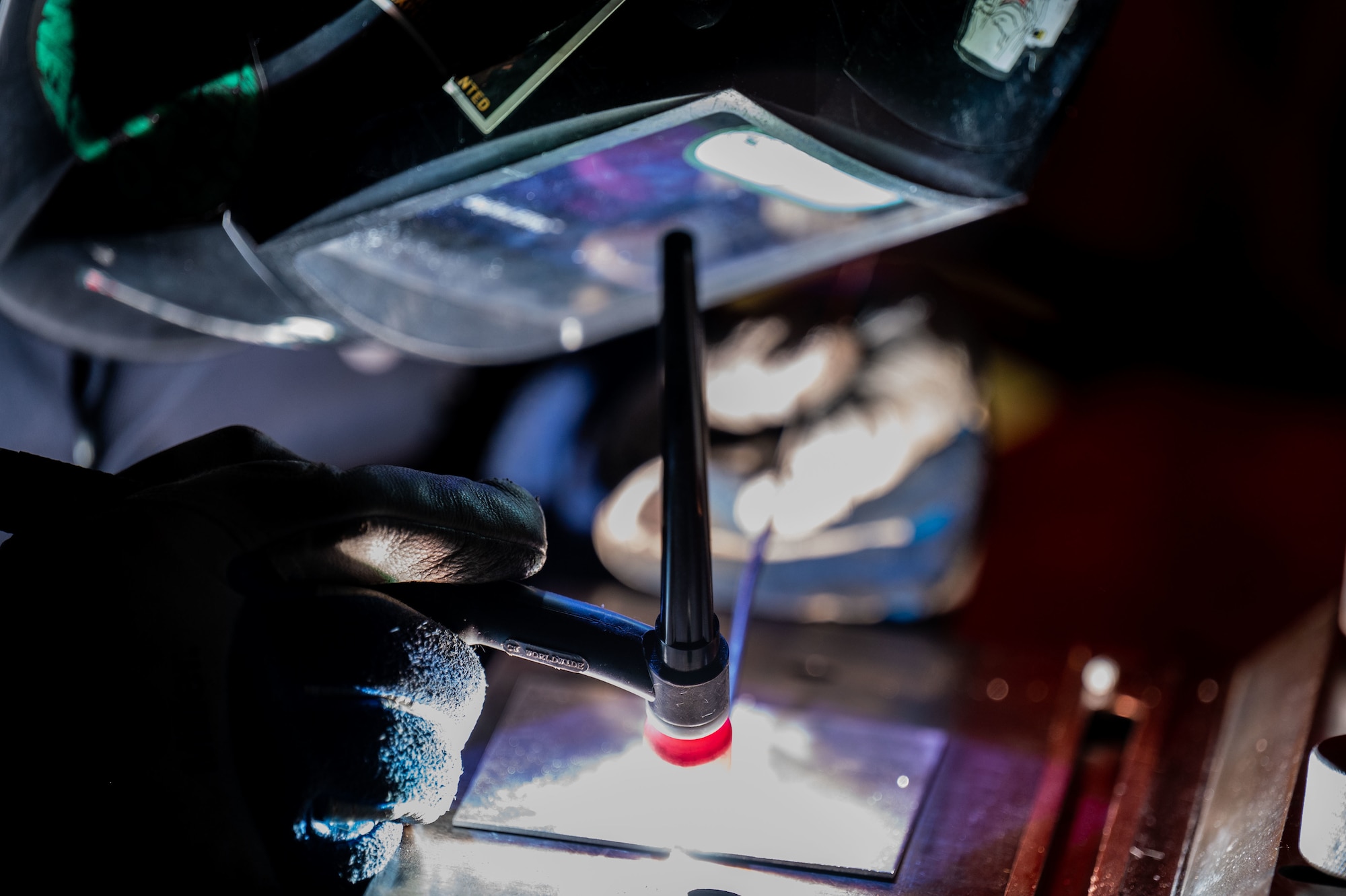 A metals tech welding.