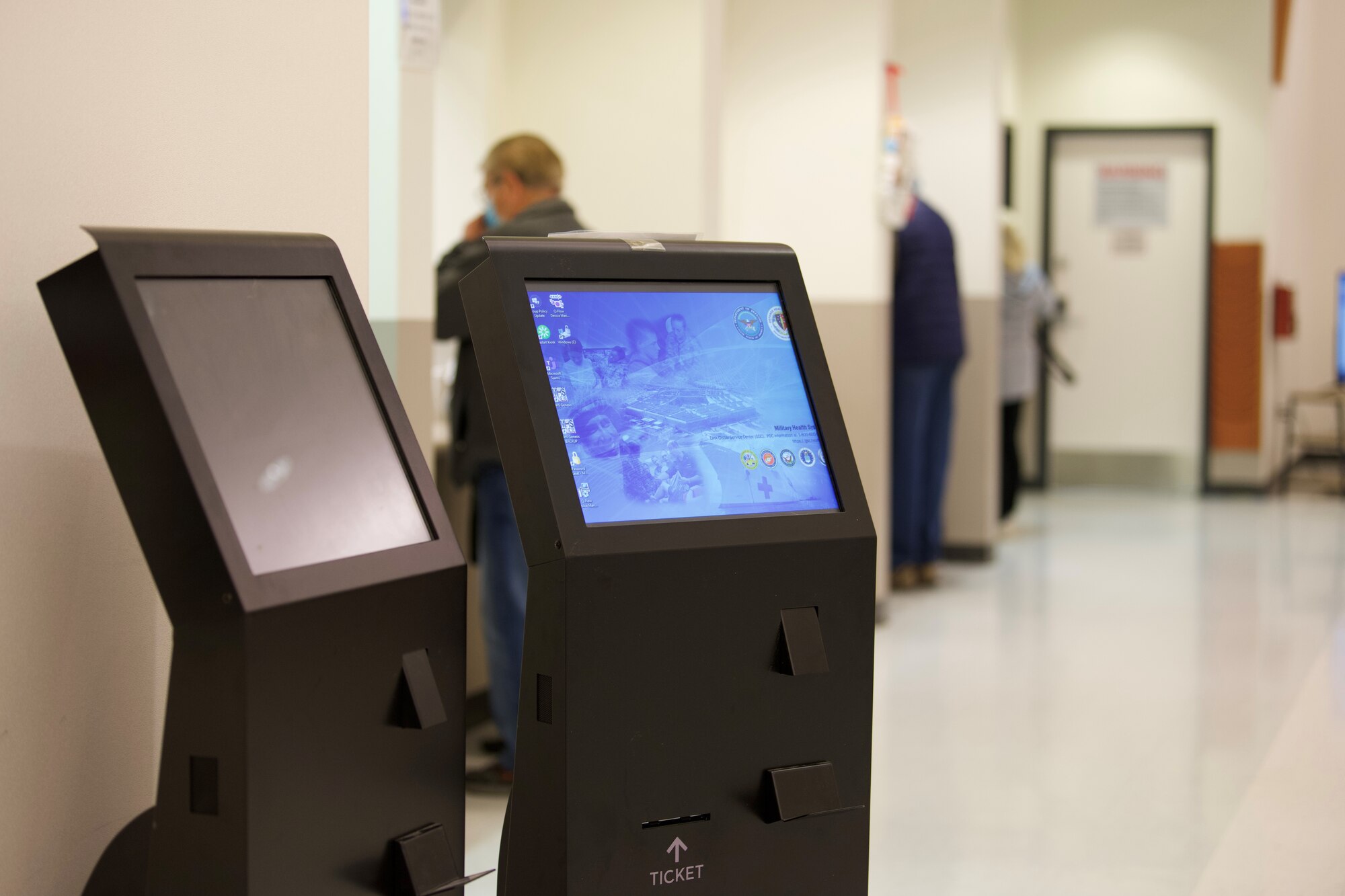 The Satellite Pharmacy located inside of the Peterson Base Exchange on Peterson Space Force base, Colorado, is testing a new check-in system for customers using an operating system called Q-Flow. The Q-Flow system allows a single point of check in for patients. This allows the pharmacy to better understand how their patients are using the clinic and where any bottlenecks might be so that they can address them to optimize patient experiences. (U.S. Space Force Photo by Airman 1st Class Ryan Prince)