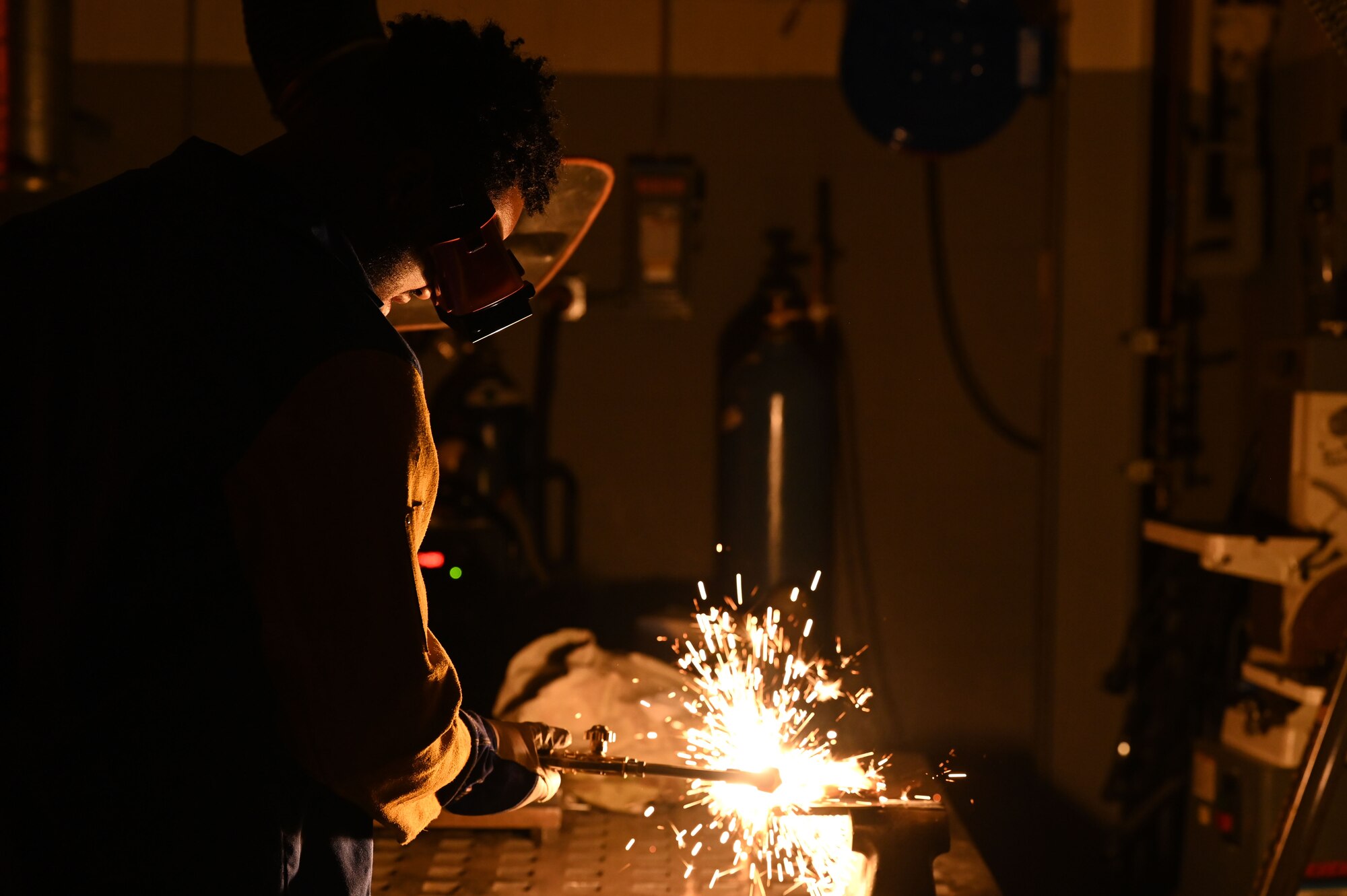 A metals tech welding.