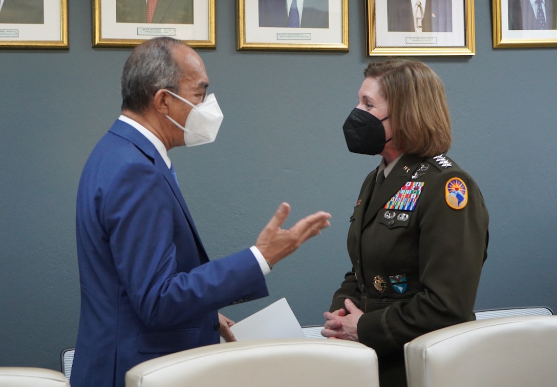 The Commander of U.S. Southern Command, U.S. Army Gen. Laura Richardson, meets with Jamaican Deputy Prime Minister and Minister of National Security, Dr. Horace Chang, to discuss regional security and cooperation.