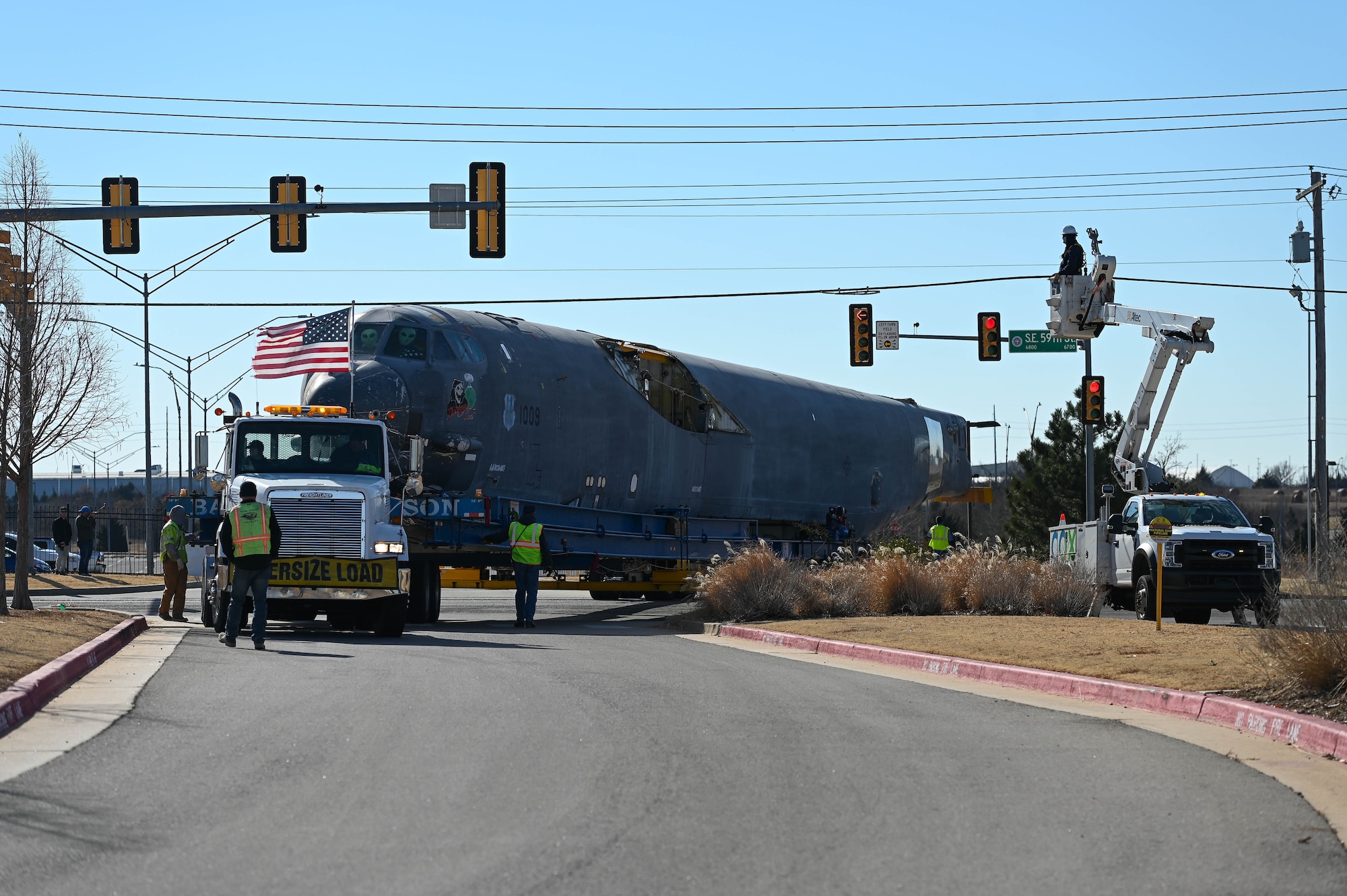 Truck carrying aircraft fuselage