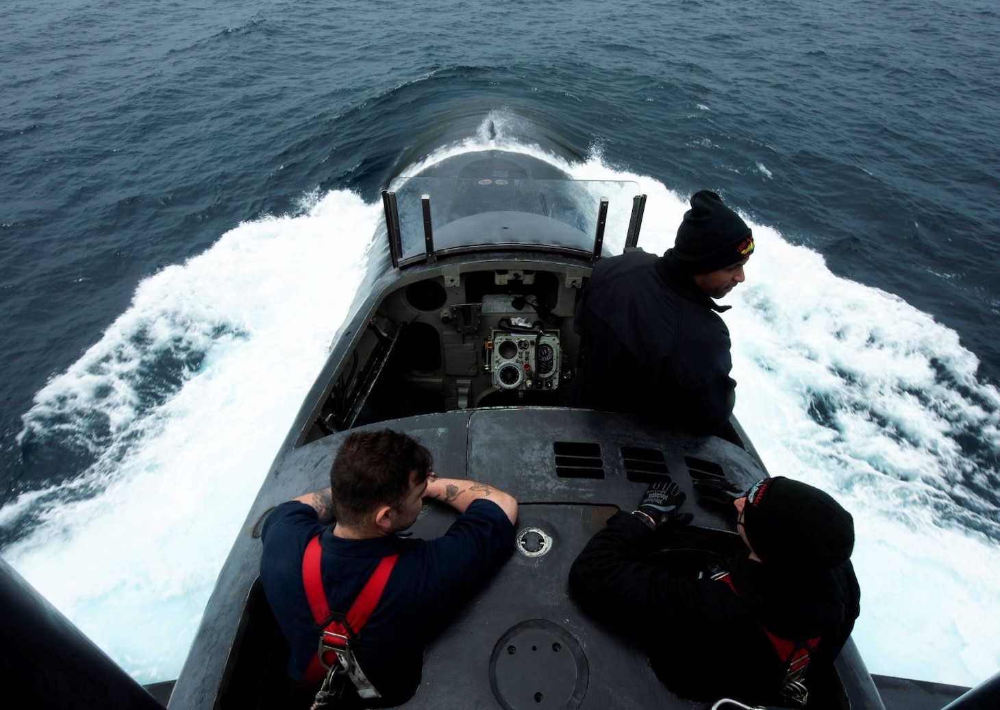 210617-N-CT127-0427 PACIFIC OCEAN (June 17, 2021)- Sailors man the bridge aboard the Ohio-class ballistic-missile submarine USS Alabama (SSBN 731) (Blue) while conducting operations in the Pacific Ocean, June 17. U.S. military forces are present and active in and around the Pacific in support of allies and partners and a free and open Indo-Pacific for more than 75 years. (U.S. Navy photo by Chief Mass Communication Specialist Josue L. Escobosa/Released)