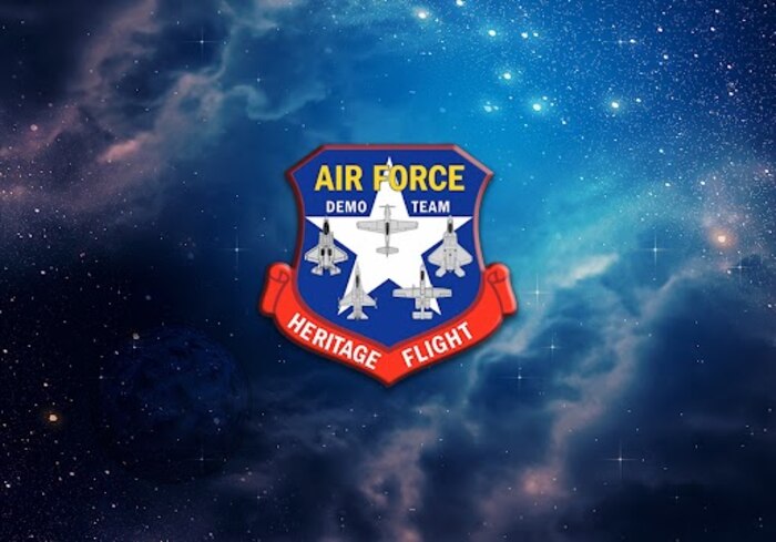 A graphic with the words Air Force Heritage Flight Foundation
