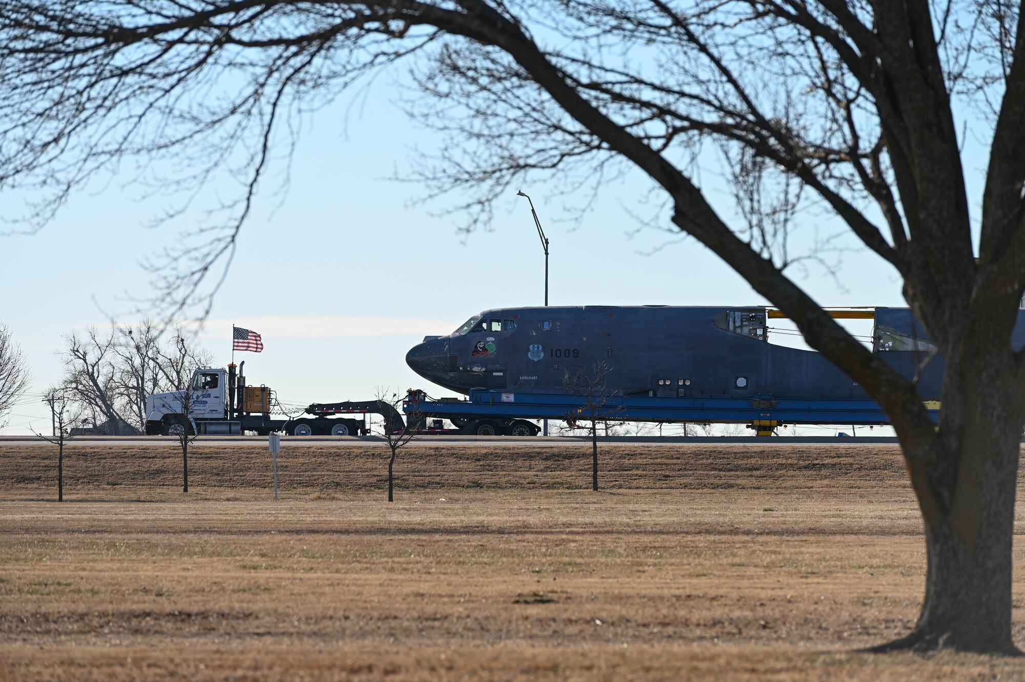 Truck carrying aircraft fuselage