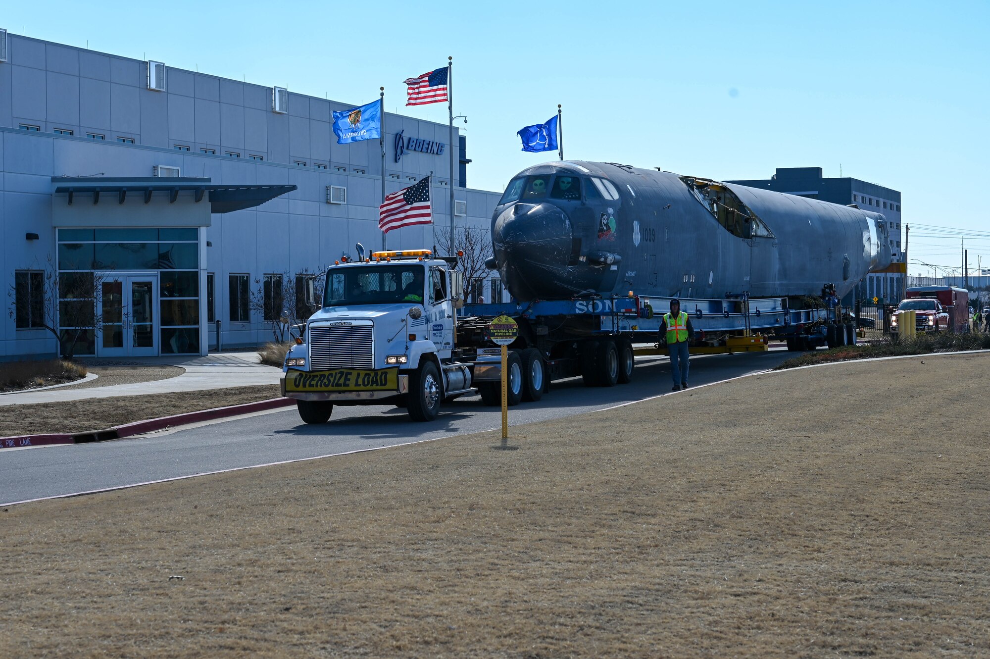 Truck carrying aircraft fuselage