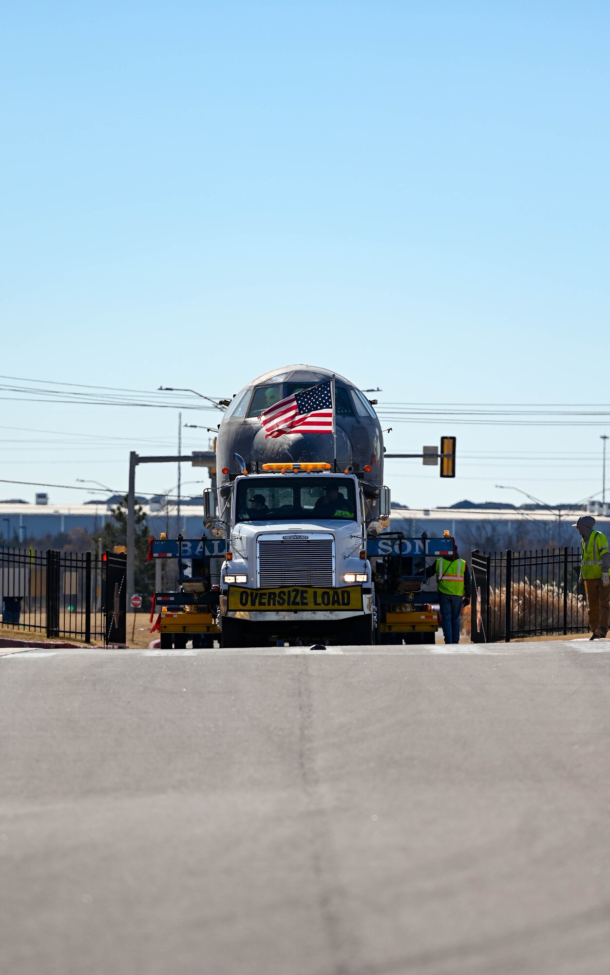 Truck carrying aircraft fuselage