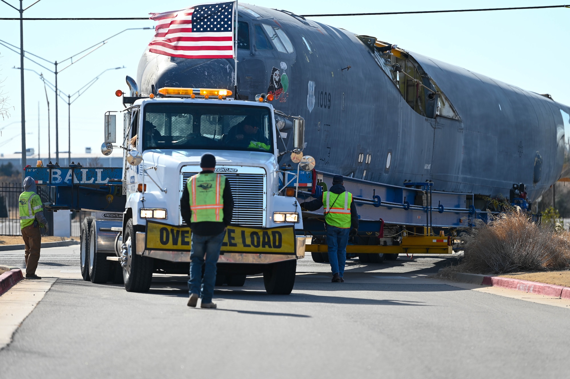 Truck carrying aircraft fuselage