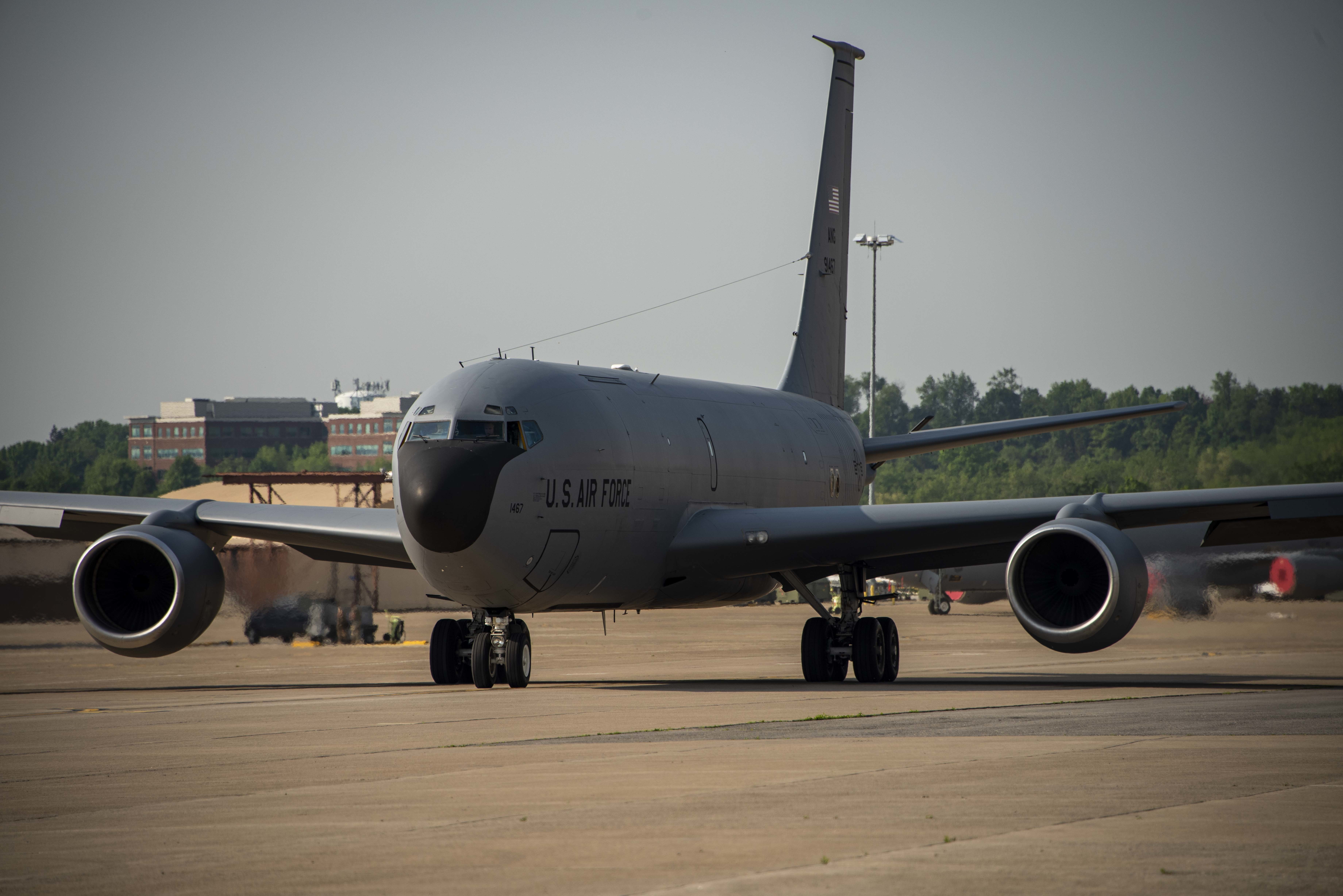 KC-135 aircraft taxi on ramp