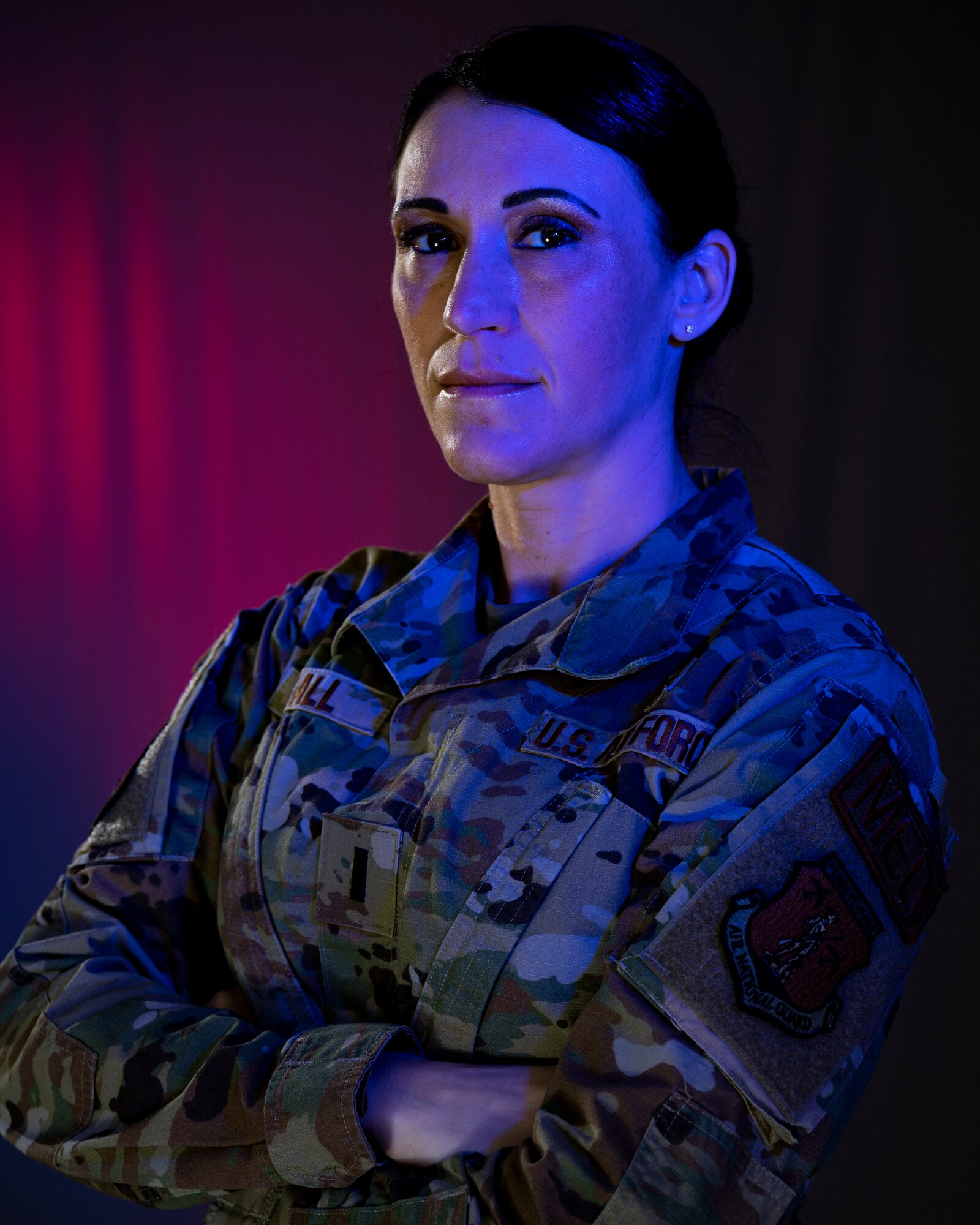 airman posing in unique lighting