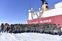 The Coast Guard Cutter Polar Star's crew enjoys Ice Liberty during their 2022 Operation Deep Freeze deployment.