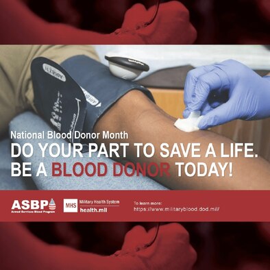 January is National Blood Donor Month and currently the American Red Cross is facing a national blood crisis-the blood storage is critically low.

Did you know Los Angeles AFB holds blood drives? There is one on 1 Feb from 8a.m. to 2p.m. in the fitness center. 

Go to https://www.redcrossblood.org to schedule an appointment and enter sponsor code LAAFB.