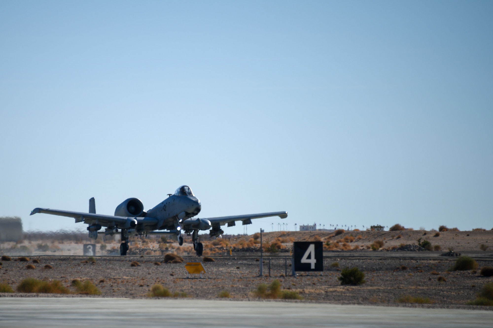 A photo of an aircraft taking off.