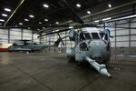 A CH-53K King Stallion (right) and a CH-53E Super Stallion are staged during a redesignation ceremony at Marine Corps Air Station New River, North Carolina, Jan. 24, 2022. The squadron received its first CH-53K King Stallion, and the ceremony signified the beginning of the Marine Corps’ modernization from the CH-53E Super Stallion to the CH-53K King Stallion in support of the expeditionary warfare vision for future-force employment. The CH-53K is an optimized vertical, heavy-lift, sea-based, long-range solution for the Marine Corps and will provide three times the lift capability of its predecessor.