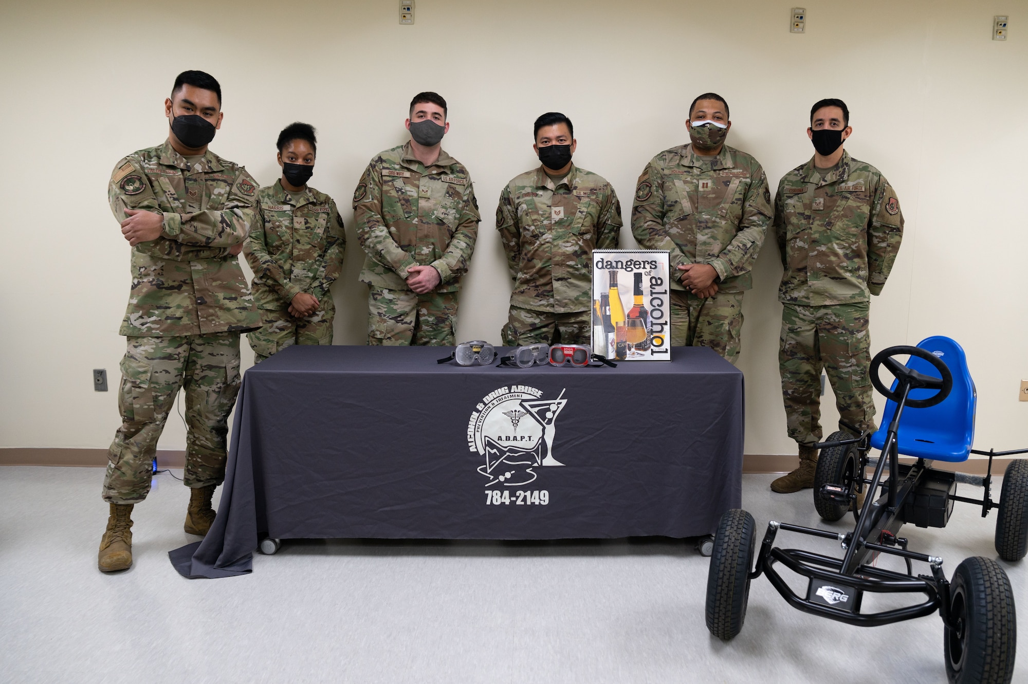 U.S. Air Force Airmen assigned to the 51st Operational Medical Readiness Squadron’s Alcohol and Drug Abuse Prevention and Treatment Program, stand ready to provide resources and aide to Airmen in need at Osan Air Base, Republic of Korea, Jan. 25, 2022.