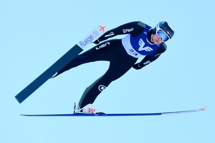 Utah National Guard Spcs. Benjamin Loomis of Eau Claire, Wisconsin, shown here, and Jasper Good of Steamboat Springs, Colorado, will compete in the 2022 Winter Olympics in Beijing on the U.S. Olympic Nordic Combined Team. The Soldiers are with the Utah National Guard Joint Force Headquarters and assigned to the U.S. Army World Class Athlete Program.